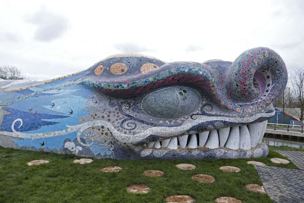 Close-up of the extraordinary Beithir sculpture, 1st March 2024