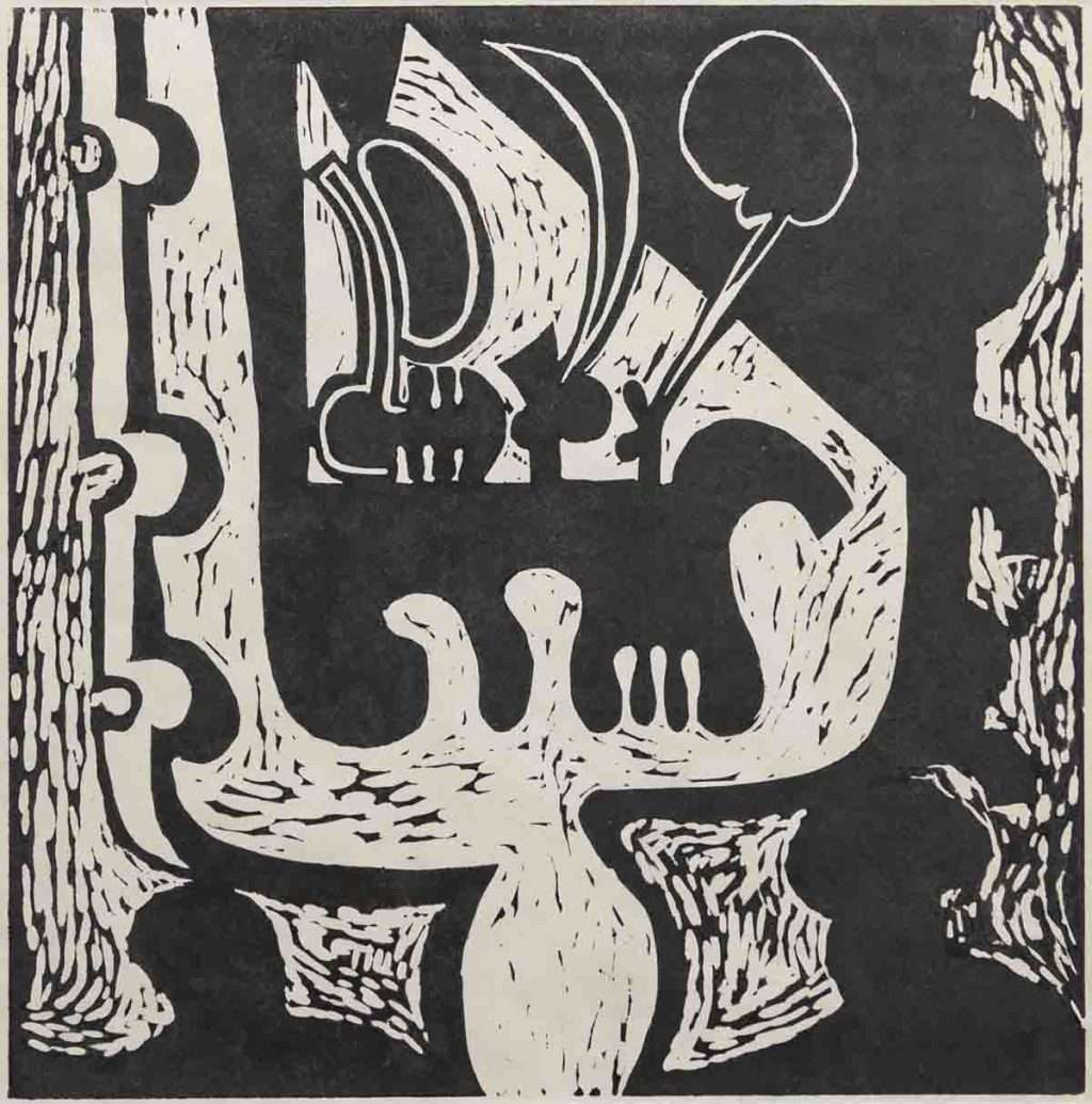 James B Munro, 'jazz night', relief print