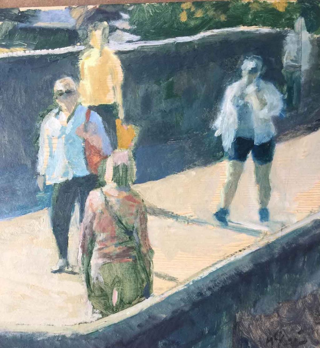 Rust-dyed silk scarf by Karen Teal